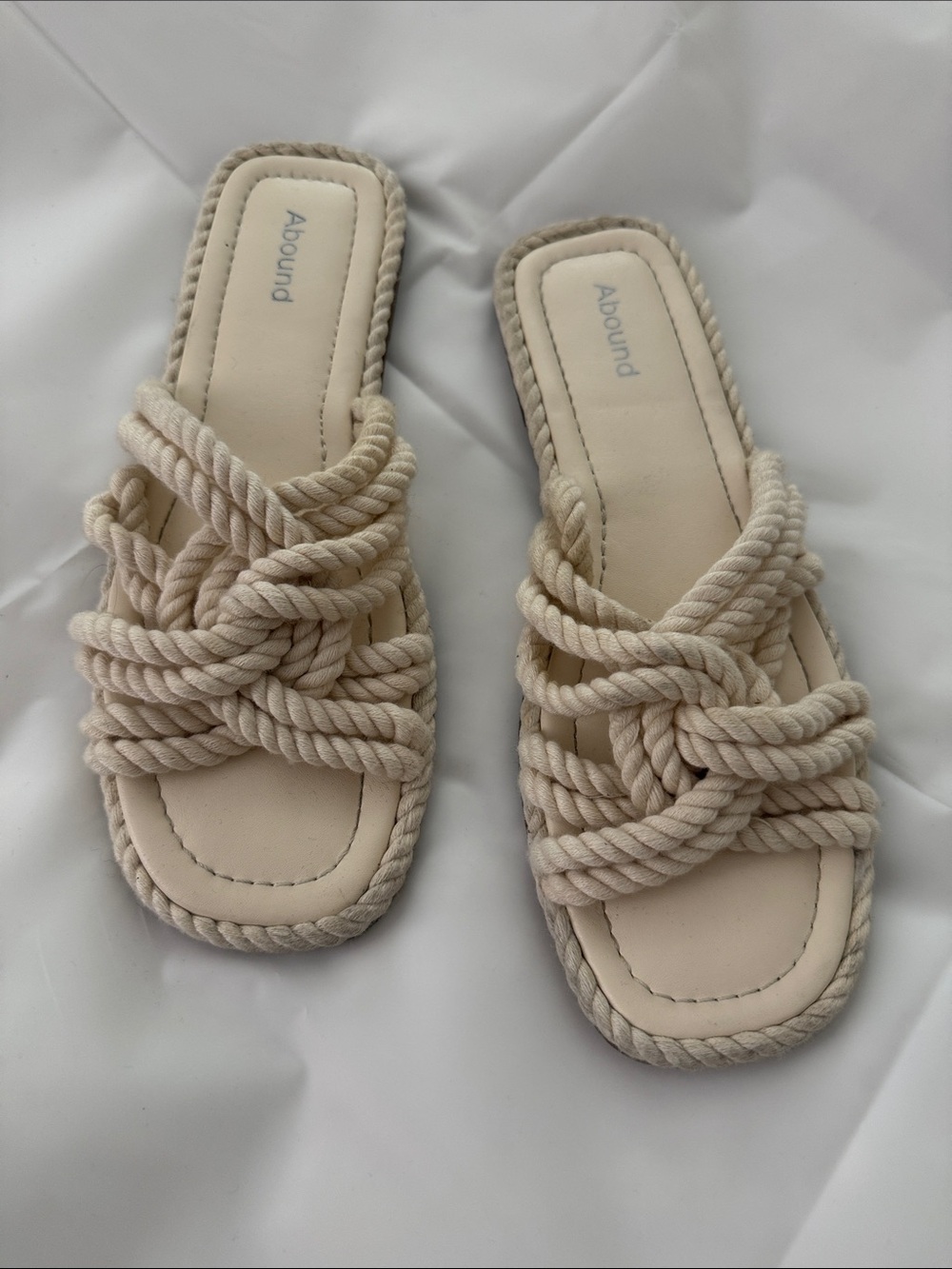 Abound Cream Knotted Rope Slide Sandals for Women